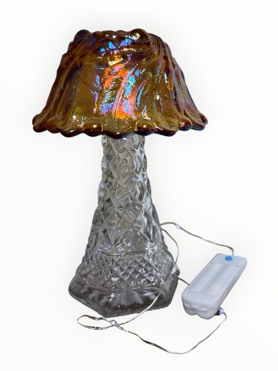 Vintage Other - Marigold carnival glass shade mushroom fairy light